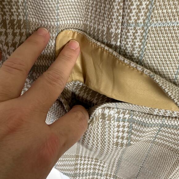 Liverpool LA Oatmeal Plaid Boyfriend Blazer Turquoise Shell 1X Academia Office - Picture 3 of 16